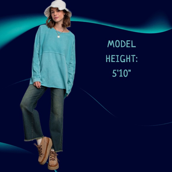 EASEL "The Good Life" Lightweight Terry Knit Tunic, High Side Slits, Raw Details - Picture 7 of 14